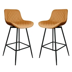 Swivel Barstools (Set of 2) Tan / Orange Discount