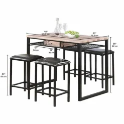 Table and 4 stools Wood/Black Outlet
