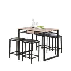 Table and 4 stools Wood/Black Outlet