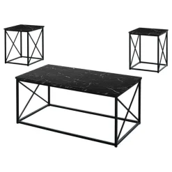Monarch Table set - 3pcs set / marble / metal - Black