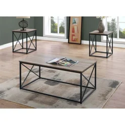 Monarch Table set - 3pcs set / / black metal - Dark Taupe New