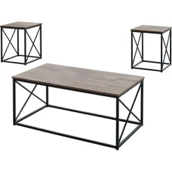 Monarch Table set - 3pcs set / / black metal - Dark Taupe New