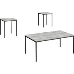 Monarch Table set - 3pcs set / / black metal - Grey Online