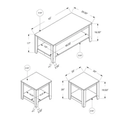 Monarch Table set - 3pcs set / - Grey Discount