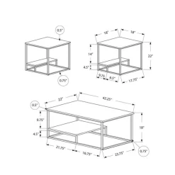 Monarch Table set - 3pcs set / / silver metal - White Discount