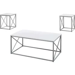 Monarch Table set - 3pcs set / / silver metal - White Outlet