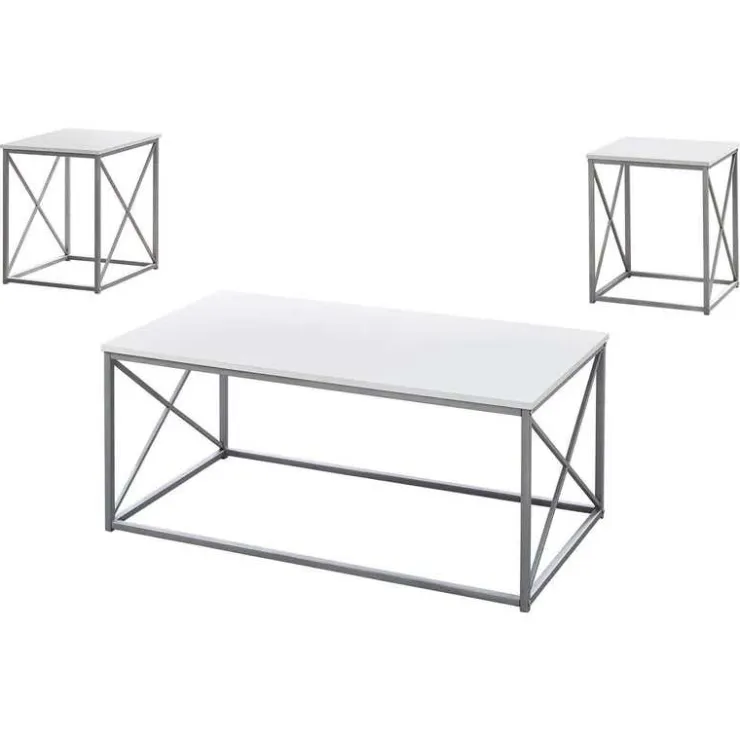 Monarch Table set - 3pcs set / / silver metal - White Outlet