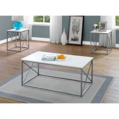 Monarch Table set - 3pcs set / / silver metal - White Outlet
