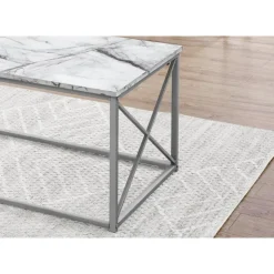 Monarch Table set - 3pcs set / marble / silver metal - White Outlet
