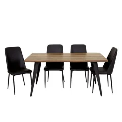 Table with 4 Chairs - Black Discount