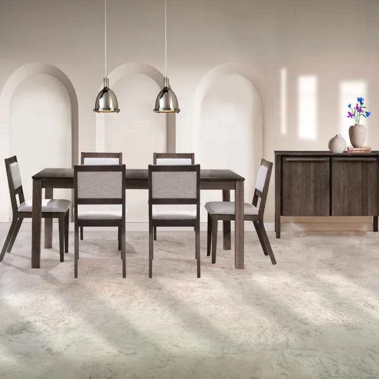 Arboit Poitras Table with Extension Leaf (54" to 70") and 6 Chairs - Slate New