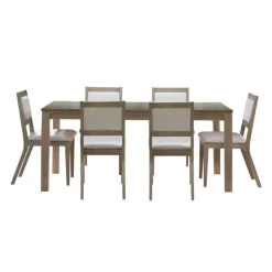 Arboit Poitras Table with Extension Leaf (54" to 70") and 6 Chairs - Ash Wood Grey/Brown Clearance