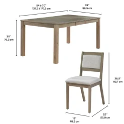 Arboit Poitras Table with Extension Leaf (54" to 70") and 6 Chairs - Ash Wood Grey/Brown Clearance