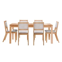 Arboit Poitras Table with Extension Leaf (54" to 70") and 6 Chairs - Natural Greige Clearance