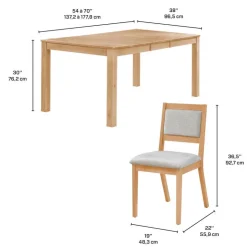 Arboit Poitras Table with Extension Leaf (54" to 70") and 6 Chairs - Natural Greige Clearance