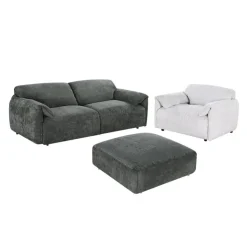 Textured Velvet Feather-Filled Armchair - Beige White/Beige Outlet