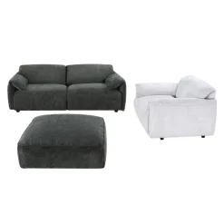 Textured Velvet Feather-Filled Armchair - Beige White/Beige Outlet