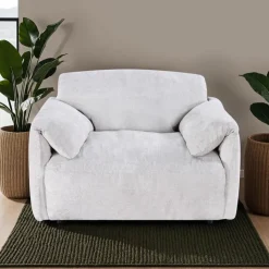 Textured Velvet Feather-Filled Armchair - Beige White/Beige Outlet
