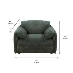 Textured Velvet Feather-Filled Armchair - Dark Green Best