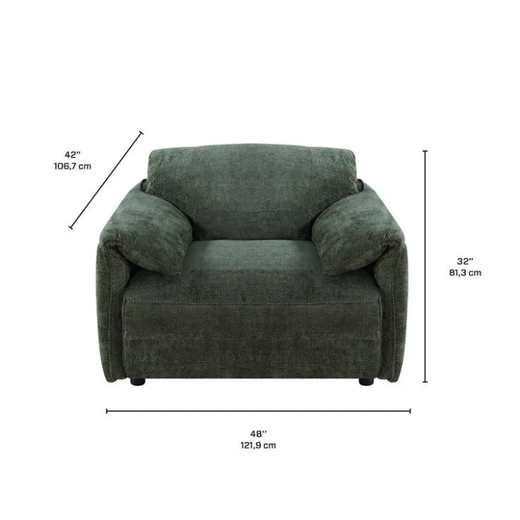 Textured Velvet Feather-Filled Armchair - Dark Green Best