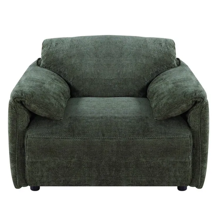 Textured Velvet Feather-Filled Armchair - Dark Green Best