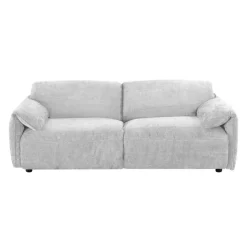 Textured Velvet Feather-Filled Sofa - Beige White/Beige