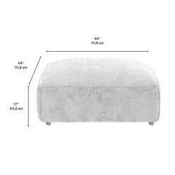 Textured Velvet Ottoman on Casters - Beige White Online