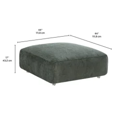 Textured Velvet Ottoman on Casters - Dark Green Discount