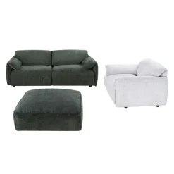 Textured Velvet Ottoman on Casters - Dark Green Discount