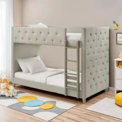Tufted Bunk Bed - 39/39 Grey Outlet