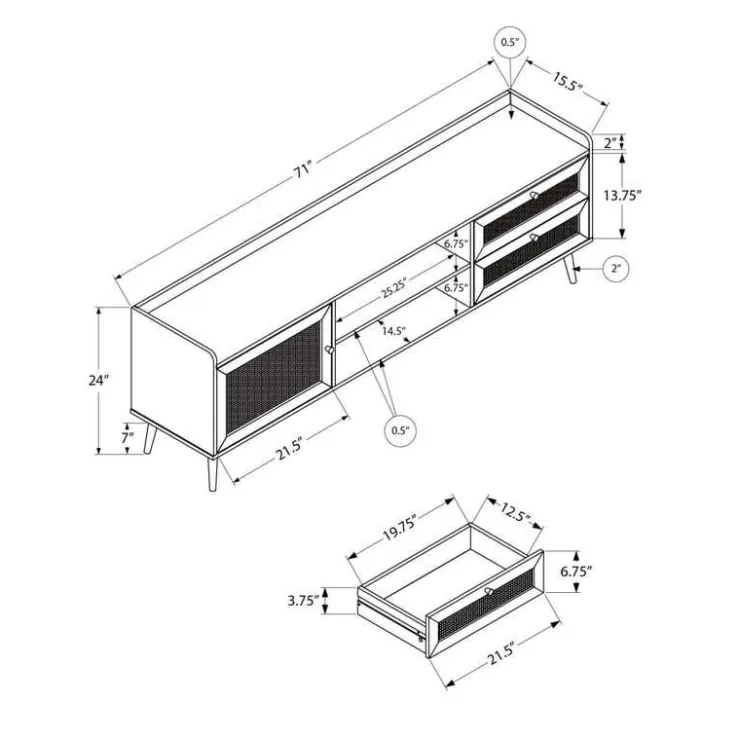 Monarch TV Stand 72" - Walnut Hot