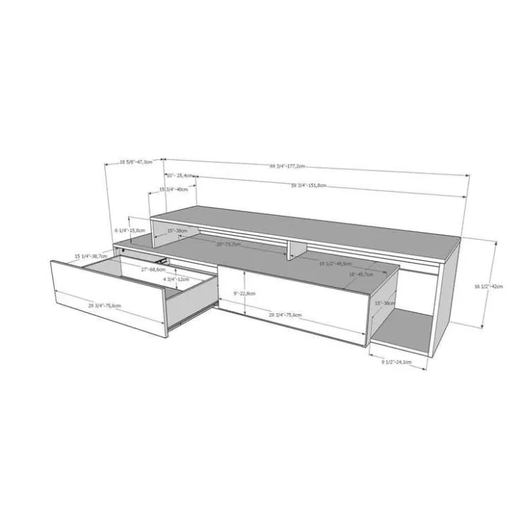 Nexera TV Stand 72" - Light Brown and Grey Discount