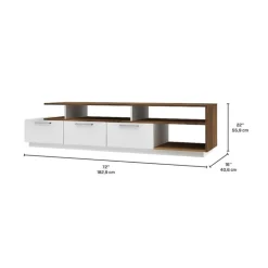 MEQ TV Stand with Drawers 72" White/Walnut Clearance