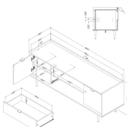 Meubles South Shore TV Stand with Drawers 72" - South Shore Natural Walnut and Faux Carrara Marble