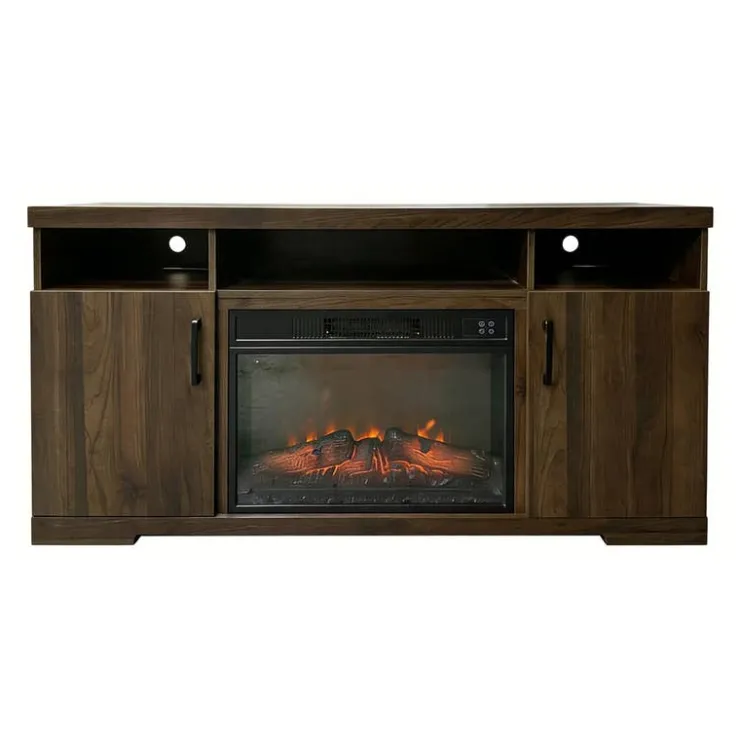 TV Stand with Electric Fireplace 54" Natural New