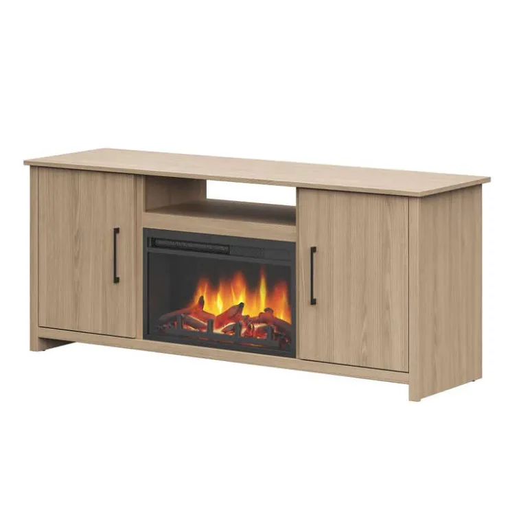 Meubles South Shore TV Stand with Electric Fireplace 60" - South Shore Rustic Oak Sale