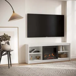 Meubles South Shore TV Stand with Electric Fireplace 60" - South Shore Pure White Hot