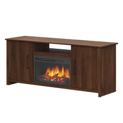 Meubles South Shore TV Stand with Electric Fireplace 60" - South Shore Natural Walnut Clearance