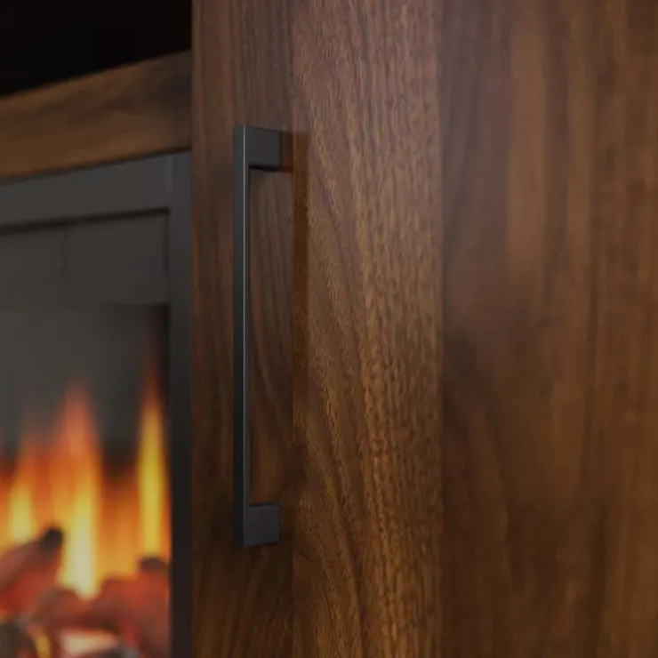 Meubles South Shore TV Stand with Electric Fireplace 60" - South Shore Natural Walnut Clearance