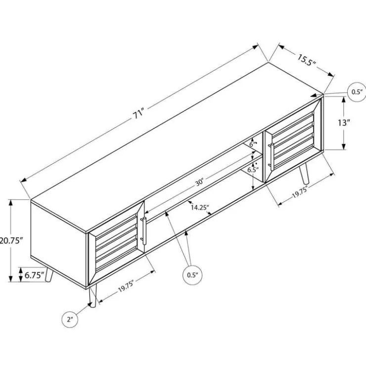 Monarch TV Stand with Storage 72" - Walnut Discount