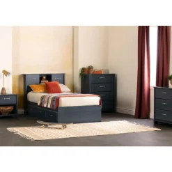 Meubles South Shore Twin Bed with 3-Drawer Storage and Headboard (39") - South Shore Blue Best