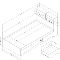 Meubles South Shore Twin Bed with 3-Drawer Storage and Headboard (39