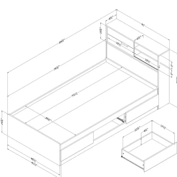 Meubles South Shore Twin Bed with 3-Drawer Storage and Headboard (39") - South Shore Best