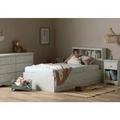 Meubles South Shore Twin Bed with 3-Drawer Storage and Headboard (39") - South Shore White Sale