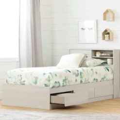 Meubles South Shore Twin Bed with 3-Drawer Storage and Headboard (39") - South Shore White