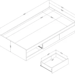 Meubles South Shore Twin Bed With 3-Drawer Storage (39") - South Shore Bleached Oak