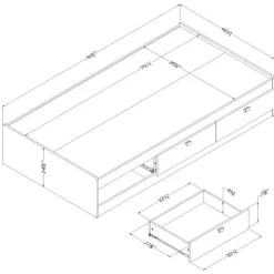 Meubles South Shore Twin Bed with 3-Drawer Storage (39'') - South Shore CHOCOLATE Online