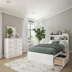 SUA-V Twin Bed with 3-Drawer Storage, Headboard and Dresser (39