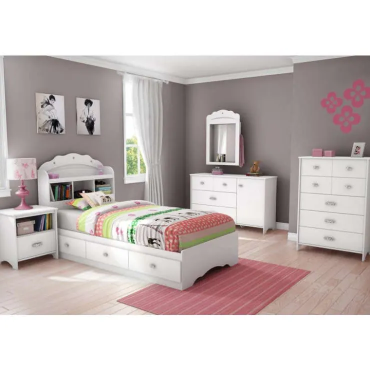 Meubles South Shore Twin Bed with 3-Drawer Storage and Headboard (39") - South Shore White Clearance