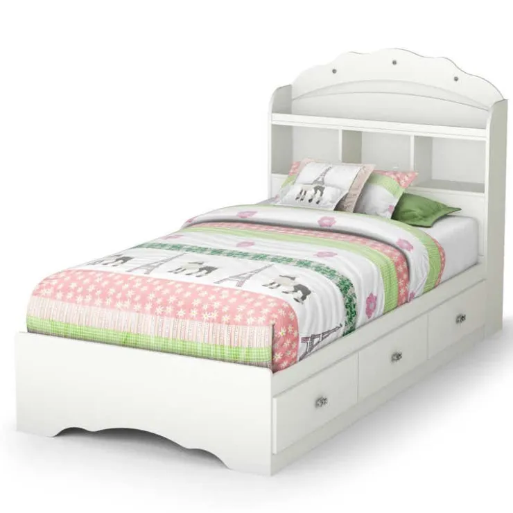 Meubles South Shore Twin Bed with 3-Drawer Storage and Headboard (39") - South Shore White Clearance